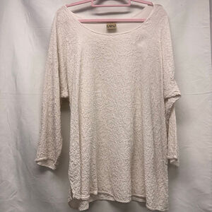Women's URU Cream Floral Embossed Silk Tunic Top L
